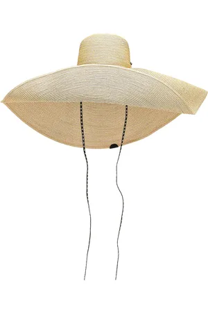 Alaïa Large Straw Sun Hat With Leather Straps in Tan