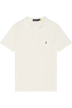 Ralph Lauren Short Sleeve Johnny Collar Polo in Cream