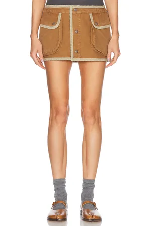 R13 Layered Skort in Brown