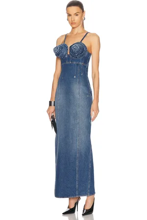 Jean Paul Gaultier Conic Cups Long Denim Dress in Blue
