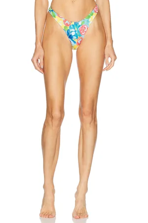 Heavy Manners High Cut Cheeky Bikini Bottom in Blue