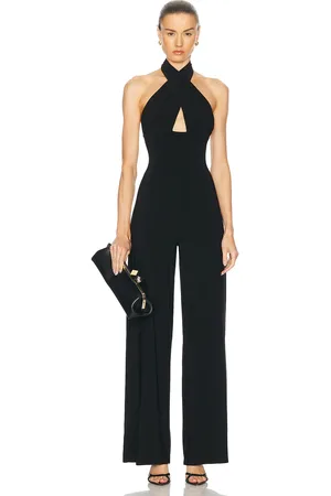 Norma Kamali Cross Halter Straight Leg Jumpsuit in