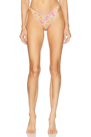 Heavy Manners High Cut Cheeky Bikini Bottom in Its in Peach,Pink