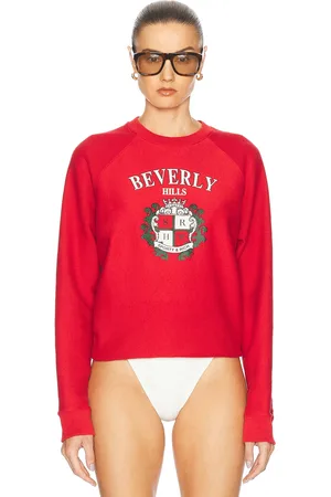Sporty & Rich Beverly Hills Crest Soft Crewneck Sweatshirt in Red