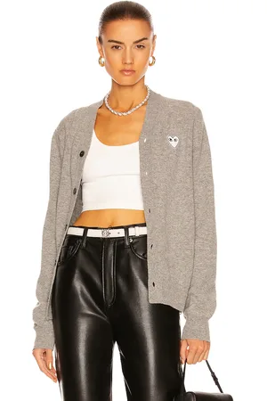 Comme des Garçons White Heart Cardigan in Grey