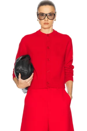 Ami Crewneck Cardigan in Red