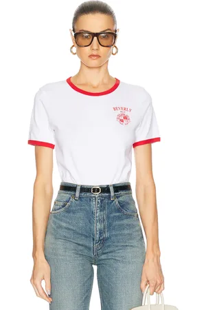 Sporty & Rich Beverly Hills Crest Soft Ringer Tee in White