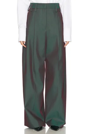 Jil Sander Wide Leg Trouser in Green,Plum