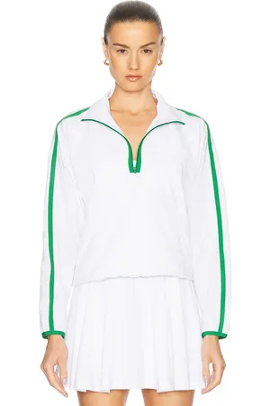 Beyond Yoga Contrast Half Zip Pullover Jacket in White