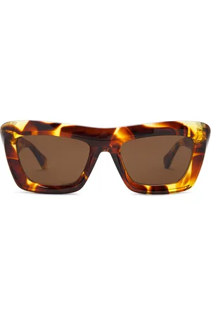 Bottega Veneta Scoop Rectangular Sunglasses in Brown