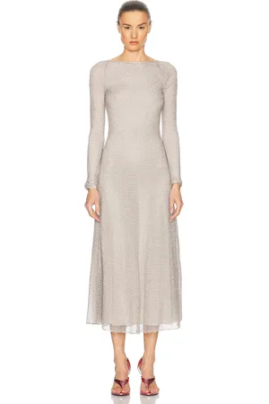 Alaïa Long Chain Dress in Metallic Silver