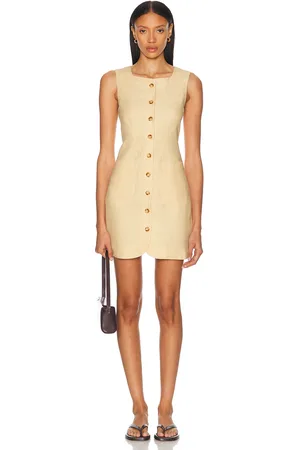 POSSE Emma Button Down Mini Dress in Neutral