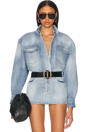 ALEXANDRE VAUTHIER Denim Button Down Top in Blue