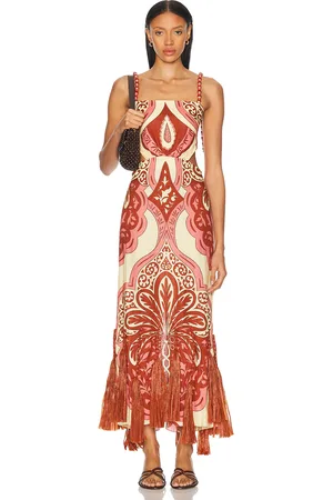 JOHANNA ORTIZ Counter Rhythm Ankle Dress in Cream,Brick