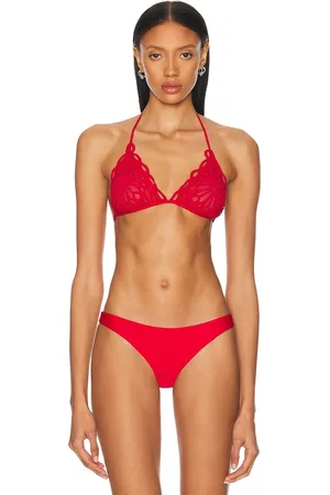 Norma Kamali Scallop Bikini Bra in Red