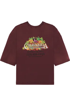 Willy chavarria Willy Produce Destroyed Buffalo Tee in Burgundy