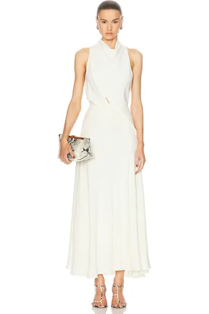 BRANDON MAXWELL The Valerie Draped Neckline & Belted Waist Dress in