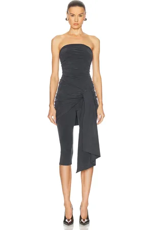 Alexander Wang Prestyled Strapless Wrap Catsuit in Charcoal