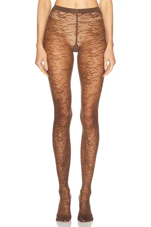 Wolford Snake Jacquard Tights in Brown