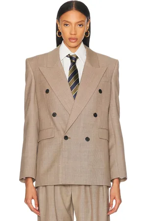 Saint Laurent Double Breasted Blazer in Taupe