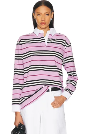 Burberry Long Sleeve Polo Top in Lavender