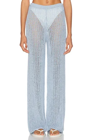 La Porte Mia Windowpane Knit Pant in Baby Blue