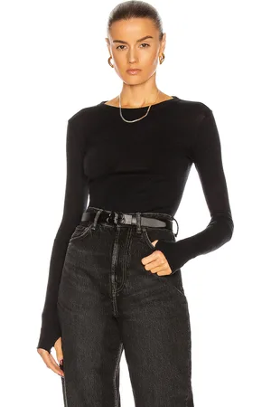 ENZA COSTA Cuffed Crew Cashmere-Blend Sweater in