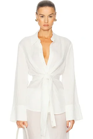 Rohe Hammered Silk Knotted Shirt in Metallic Gold