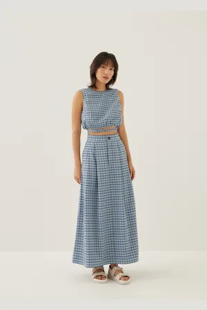 Love Bonito Larson Textured Gingham Crop Top-093-L