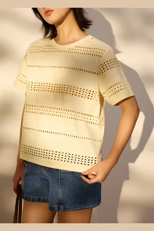 Love Bonito Relaxed Broderie Round Neck Tee-106-M