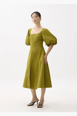 Love Bonito Padded Square Neck Puff Sleeve Midi Dress-253-L