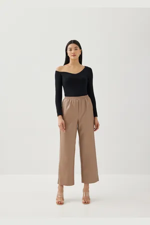 Love Bonito Klea Elastic Pleather Straight Leg Pants-146-M