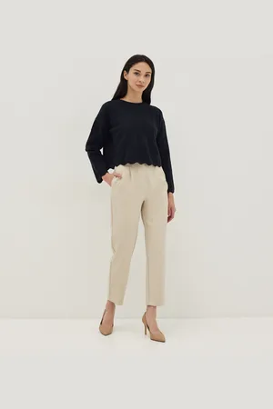 Love Bonito Knit Round Neck Scallop Crop Sweater-014-M
