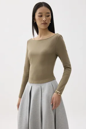 Love Bonito Jersey Boat Neck Fitted Top-235-L