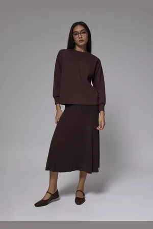 Love Bonito Elastic Ribbed Knit Flare Midi Skirt-273-L