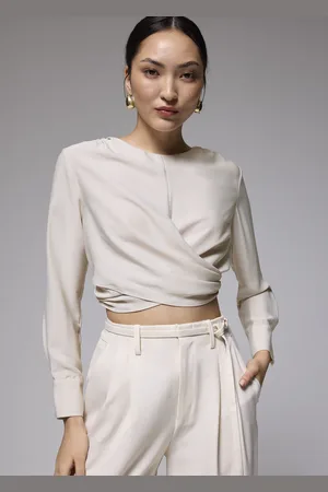 Love Bonito Satin Crop Drape Blouse-042-L