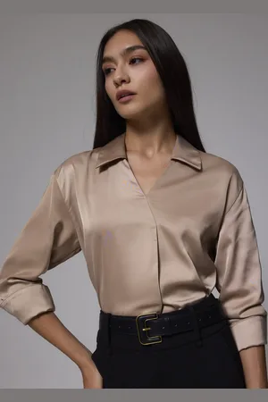Love Bonito RuchedReady® Satin Notch Collar Blouse-235-L