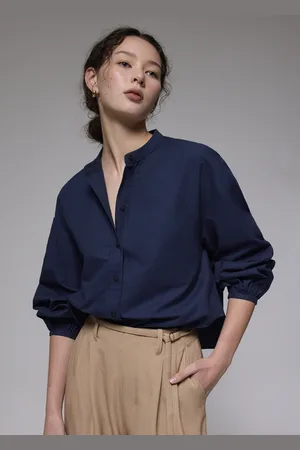 Love Bonito RuchedReady® Relaxed Cotton Collared Blouse-052-L