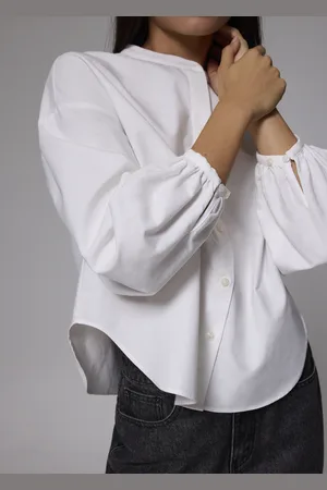Love Bonito RuchedReady® Relaxed Cotton Collared Blouse-031-L