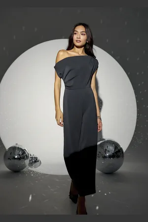 Love Bonito Pleated Neoprene Asymmetric Jumpsuit-171-L