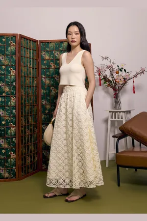 Love Bonito Lace High Waist Flare Maxi Skirt-035-L
