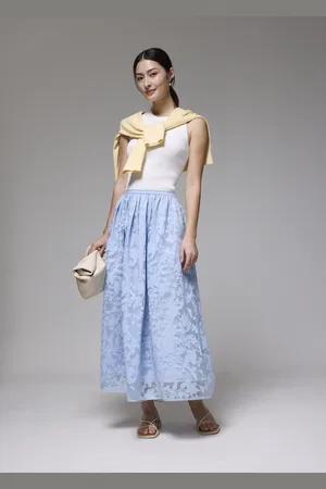 Love Bonito Elastic Jacquard High Waist Flare Maxi Skirt-261-L