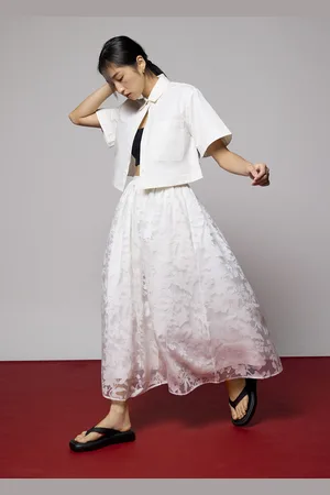 Love Bonito Elastic Jacquard High Waist Flare Maxi Skirt-031-L