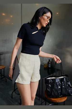 Love Bonito Tweed High Waist A-line Shorts-042-M