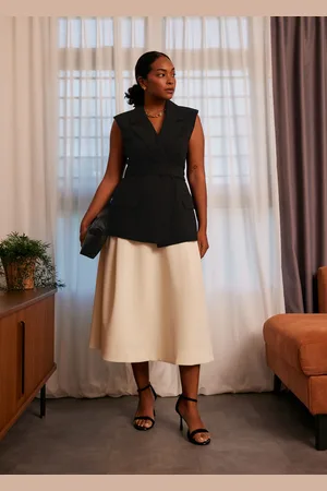 Love Bonito High Waist Flare Midi Skirt-106-L
