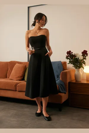 Love Bonito High Waist Flare Midi Skirt-014-M