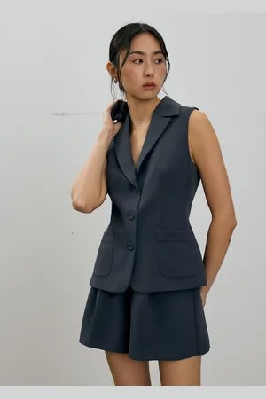 Love Bonito Aika Tailored Button Down Vest Top-169-L