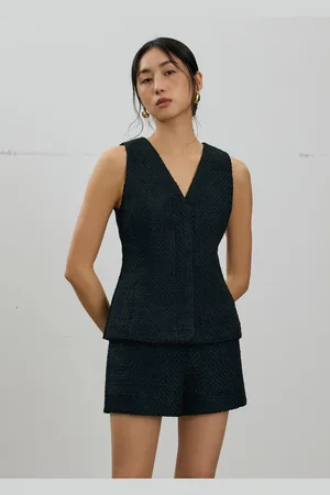 Love Bonito Fumiko Ribbon Tweed Vest Top-014-L