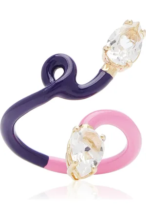BEA BONGIASCA B 9K Yellow Gold Crystal Enameled Double Vine Ring