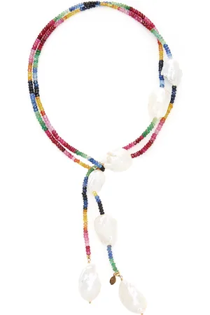Joie DiGiovanni Gold-Filled Ruby; Emerald and Sapphire and Pearl Necklace